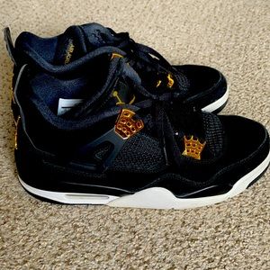 Jordan 4 retro black metallic gold-white